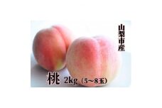 採れたて山梨市産 桃 2kg(5～8玉)【1425311】
