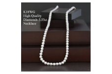 K18WG High Quality ダイヤモンド5.55ctテニスネックレス40cm【1373670】