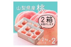 山梨直送!完熟桃5～7玉 約2kg×2箱 約4kg ギフト化粧箱入り【1485563】