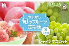 ＜発送月固定定期便＞やまなし旬のフルーツ定期便(桃・シャインマスカット)＜S＞全2回_ もも ぶどう ブドウ 山梨 フルーツ 果物 セット 贈答 ギフト プレゼント 産地直送 送料無料 【4012931】