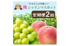 ＜発送月固定定期便＞山梨の美味しい＜桃とシャインマスカット＞定期便全2回_ 桃 もも・シャインマスカット ぶどう ブドウ お試し フルーツ 果物 詰め合わせ セット 贈答 ギフト 【4013283】