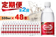 ＜毎月定期便＞＜2か月お届け＞ウィルキンソン タンサン 500ml＜24本入＞2箱 アサヒ飲料全2回_ 炭酸水 定期便 強炭酸 炭酸飲料 飲料 ペットボトル メーカー ストレート ソーダ 割材 ハイボール アウトドア キャンプ  常温 ランキング 人気 山梨 【4050017】