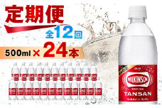 ＜毎月定期便＞＜12か月お届け＞ウィルキンソン タンサン 500ml＜24本入＞アサヒ飲料全12回_炭酸水 定期便 強炭酸 炭酸飲料 飲料 ペットボトル メーカー ストレート ソーダ 割材 ハイボール アウトドア キャンプ 常温 ランキング 人気 山梨【4050016】