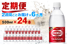 ＜2週間毎定期便＞＜月2回:6か月＞ウィルキンソン タンサン 500ml＜24本＞1箱ずつ全12回_ 炭酸水 定期便 強炭酸 炭酸飲料 飲料 ペットボトル メーカー ストレート ソーダ 割材 ハイボール アウトドア キャンプ  常温 ランキング 人気 山梨 【4013657】