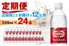 ＜2週間毎定期便＞＜月2回:12か月＞ウィルキンソン タンサン 500ml＜24本＞1箱ずつ全24回_ 炭酸水 定期便 強炭酸 炭酸飲料 飲料 ペットボトル メーカー ストレート ソーダ 割材 ハイボール アウトドア キャンプ  常温 ランキング 人気 山梨 【4013658】