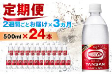 ＜2週間毎定期便＞＜月2回:3か月＞ウィルキンソン タンサン 500ml＜24本入＞1箱ずつ全6回_ 炭酸水 定期便 強炭酸 炭酸飲料 飲料 ペットボトル メーカー ストレート ソーダ 割材 ハイボール アウトドア キャンプ  常温 ランキング 人気 山梨 【4013659】