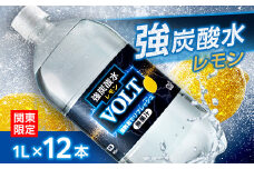 ＜関東のみお届け＞強炭酸水 1L 12本 計12LサーフVOLT(ボルト)レモン　国産 ペットボトル【1532982】