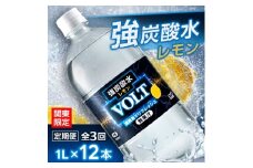 ＜毎月定期便＞＜関東のみお届け＞強炭酸水レモン1L 12本 計12L サーフVOLT(レモン)全3回【4055693】