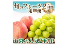 ＜発送月固定定期便＞山梨フルーツ旬の果物 2025年シャインマスカット+2026年桃 全2回【4057484】