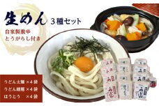 生めんセット（うどん太麺４袋・うどん細麺４袋・ほうとう４袋）自家製激辛とうがらし付き