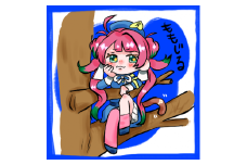 手描きNFTアート 「猿と桃汁」  山梨ご当地Vtuber 宝灯桃汁筆