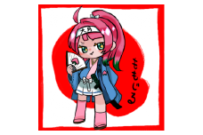 手描きNFTアート 「桃太郎と桃汁」  山梨ご当地Vtuber 宝灯桃汁筆