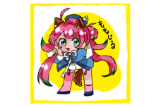 手描きNFTアート 「犬と桃汁」  山梨ご当地Vtuber 宝灯桃汁筆