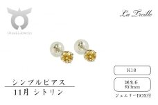 シンプルピアス　Ｋ18【11月：シトリン】