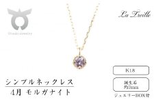 シンプルネックレス　Ｋ18【4月：モルガナイト】