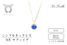 シンプルネックレス　Ｋ18【9月：サファイア】