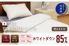  羽毛布団 【シングル】肌掛 ホワイトダウン 85% 400g  DP350 【H-3】