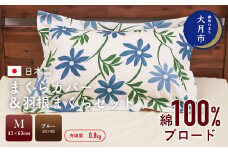 【43×63cm　Mサイズ】まくらカバー＆羽根まくらセット　カンポ・ブルー 【N-7】
