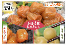 【柔&剛&甘】小梅3種 詰め合わせ [山梨農産食品 山梨県 韮崎市 20743183] 梅干し 梅干 うめぼし 梅 小粒 小梅 カリカリ梅 国産 食べ比べ はちみつ