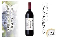 ワイン 赤 コンチネンタル マスカット・ベーリーA 750ml 12本 9L 赤ワイン 日本ワイン 酒 お酒 晩酌 アルコール 初心者 おすすめ 1箱 大容量 山梨県産 山梨ヌーボー [サン.フーズ 山梨県 韮崎市 20743137] 