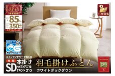 【冬用】洗える 羽毛布団 かけ布団 冬 掛け布団 セミダブル 本掛け ホワイトダックダウン 85％ 1.4kg 無地 アイボリー布団 ふとん 羽毛 肌掛け 掛け布団 寝具 エクセルゴールドラベル 日本製 国産 抗菌 防臭 コインランドリー 増量 [川村羽毛 山梨県 韮崎市 20742915] 