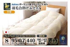 【春秋用】羽毛布団 中厚 合掛け シングル マザーグースダウン 95％ ポーランド産 0.7kg 100×140番手 サテン グランミュゼ (無地 アイボリー) [川村羽毛 山梨県 韮崎市 20743645] 布団
