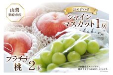 【お中元】【先行受付】 フルーツ 韮崎市産 セレブプラチナ桃 2玉 と シャインマスカット 1房 詰め合わせ セット [Inakakara 山梨県 韮崎市 20743679] 果物 もも モモ 桃 ぶどう ブドウ 葡萄