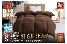 【冬用】洗える 羽毛布団 本掛け シングル ホワイトダックダウン 85％ 1.2kg（無地 ブラウン）[川村羽毛 山梨県 韮崎市 20742905] 布団 日本製 エクセルゴールドラベル 抗菌 防臭 羽毛 ふとん フトン 寝具 日用品 本掛け コインランドリー 増量
