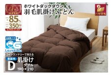 【春夏用】洗える 羽毛 肌掛け布団 ダブル ホワイトダックダウン 85% 0.6kg (無地 ブラウン) [川村羽毛 山梨県 韮崎市 20745029] 掛け布団 布団 羽毛布団 ダウンケット ふとん 肌掛け ダウンケット 寝具 コインランドリー
