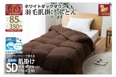 【春夏用】洗える 羽毛 肌掛け布団 セミダブル ホワイトダックダウン 85% 0.5kg (無地 ブラウン) [川村羽毛 山梨県 韮崎市 20743633] 掛け布団 布団 羽毛布団 ダウンケット ふとん 肌掛け ダウンケット 寝具 コインランドリー