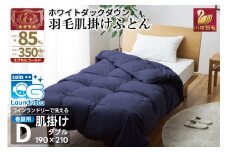 【春夏用】洗える 羽毛 肌掛け布団 ダブル ホワイトダックダウン 85% 0.6kg (無地 ネイビー) [川村羽毛 山梨県 韮崎市 20745030] 掛け布団 布団 羽毛布団 ダウンケット ふとん 肌掛け ダウンケット 寝具 コインランドリー
