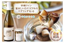 白 ワイン 辛口 甲州ワイン 山梨ワイン 「原木しいたけ」のピクルス セット 白ワイン 山梨 ワインセット 詰め合わせ しいたけ ピクルス ペアリング おつまみ ツクルジョ [千葉ぶどう園 山梨県 韮崎市 20744980]