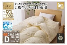 洗える 2枚合わせ 羽毛布団 【 ダブル 】 (アイボリー) コインランドリー対応 ブルガリア産 ホワイトダック 93％ 布団 羽毛 肌掛け 合掛け オールシーズン 夏用 冬用 ふとん 寝具 [川村羽毛 山梨県 韮崎市 20745095]