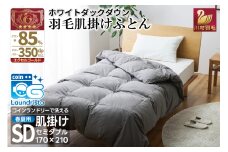 【春夏用】洗える！ 羽毛 肌掛け布団 セミダブル ホワイトダックダウン 85%  (無地 グレー) 羽毛布団 布団 ふとん 羽毛 肌掛け 掛け布団 寝具 夏用 日本製 国産 抗菌防臭 無地 コインランドリー [川村羽毛 山梨県 韮崎市 20745099]