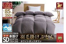洗える羽毛布団 セミダブル ホワイトダックダウン85％ グレー 無地 本掛け 冬用 1.4kg 羽毛 布団 羽毛ふとん 本掛け布団 コインランドリー 抗菌防臭 [川村羽毛 山梨県 韮崎市 20745105]