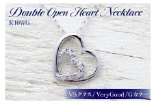 ネックレス ハート K10WG ホワイトゴールド ダイヤモンド 0.04ct ダブルハート 10金 【f095-k10wg】 [オーダーメイドジュエリーメイ 山梨県 韮崎市 20745085] ペンダント レディース かわいい