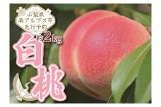 1.3-1-6【令和4年7月下旬から9月下旬発送予定】山梨県南アルプス市産完熟桃　白桃系　約２kg（４～８玉）　ALPEJ005