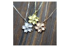 12-9-4 ネックレス桜10金ゴールドペンダント0.02ct 選べるK10 ホワイトゴールドイエローゴールドピンクゴールド【f100-k10】　ALPAZ024