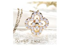 40-9-5 ネックレスK18YG ダイヤモンド0.40ct 四つ葉ペンダントお花フラワークローバーイエローゴールド【f170-k18yg-d】　ALPAZ045