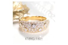 140-9-2 指輪 K18YG イエローゴールド レディース リング 1.6ct ダイヤモンド パヴェ ドット ダイヤ【f155-k18yg】　※8号　ALPAZ090-8