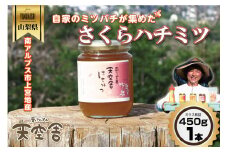 自家のミツバチが集める南アルプス上宮地産　さくら蜜　ガラスびん詰 450g １本　ALPAB103