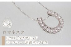 55-9-8 ｅｊブランド『ロマネスク』ホースシュー馬蹄ネックレス　Pt900/ダイヤモンド0.50ct　ALPDL014