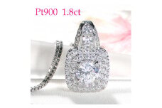 850-9-1 ネックレス PT900 プラチナ ダイヤモンド 計1.8ct センター1ctUP 取り巻き スクエア ペンダント【f238-pt】　ALPAZ018