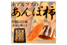 ＜2025年発送分先行予約＞山梨県南アルプス市産　あんぽ柿（百目柿）　大玉12個　化粧箱入り ALPAH004　|  柿 かき あんぽ柿 特産品 名産 干し柿 贈答 ギフト 人気 おすすめ プレゼント 送料無料 お取り寄せ 山梨県