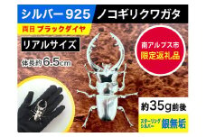6-61 シルバー９２５製 鋸鍬形（ノコギリクワガタ） ALPBK018 |シルバー SV 昆虫 スターリングシルバー SV925 貴金属 工芸品|