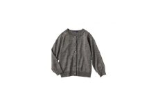 6-132 【ファミリア】丸首カーディガン　アクリル60％ウール40％　※グレー　１２０ｃｍ　ALPEB005-GRY-120
