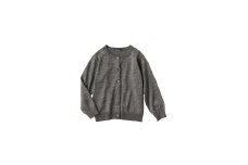 6-133 【ファミリア】丸首カーディガン　アクリル60％ウール40％　※グレー　１４０ｃｍ　ALPEB006-GRY-140