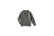 6-138 【ファミリア】Ｖネックカーディガン　アクリル60％ウール40％　※グレー　１００ｃｍ　ALPEB011-GRY-100