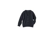 6-139 【ファミリア】Ｖネックカーディガン　アクリル60％ウール40％　※ネイビー　１４０ｃｍ　ALPEB012-NV-140