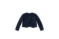 6-160 【ファミリア】ポレロ　刺繍入り　毛50％　アクリル50％　※ネイビー　１００ｃｍ　ALPEB033-NV-100